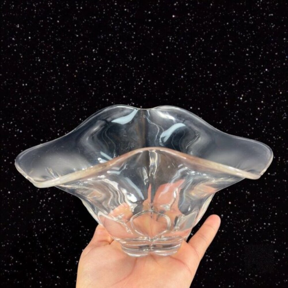 DUNCAN & MILLER Clear Canterbury Centerpiece Crimped Bowl‎ Dish Wavy Top Vintage
